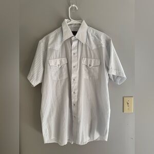 VTG Panhandle Slim Western Pearl Snap Short Sleeve Shirt Mens SZ 16.5 Ivory